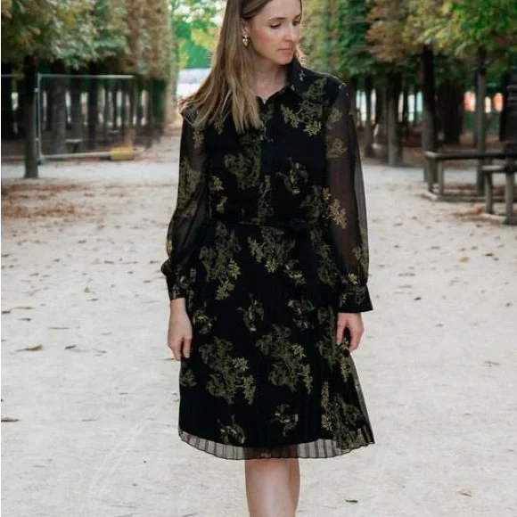 NWT Poet Elegant Black and Gold Haiku Dress - Picture 2 of 7